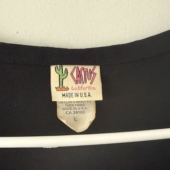 Vintage Cactus brand embellished Black Top women’s size Large - Picture 5 of 7